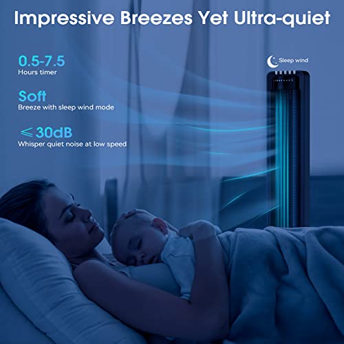 Modern Tower Fan X01A Black for Bedroom