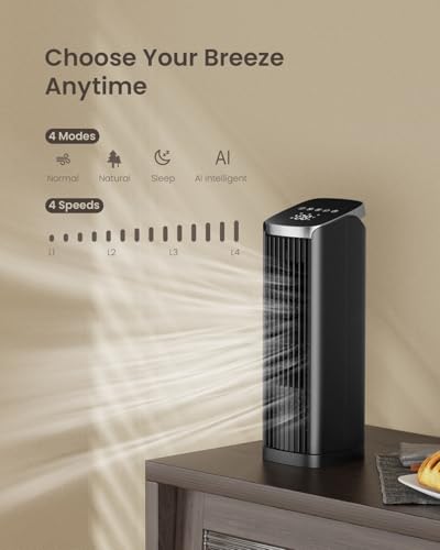 13" Tower Fan with Remote for Bedroom Cooling
| 70° Oscillating Desk Fan with 4 Modes 4 Speeds for Home
| Portable Cool