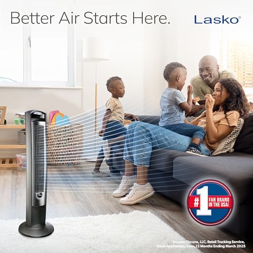 Lasko Quiet Oscillating Tower Fan for Bedroom with Remote Control, 42 Inches, Silver T42951 - Best Bedroom Cooler
| Las