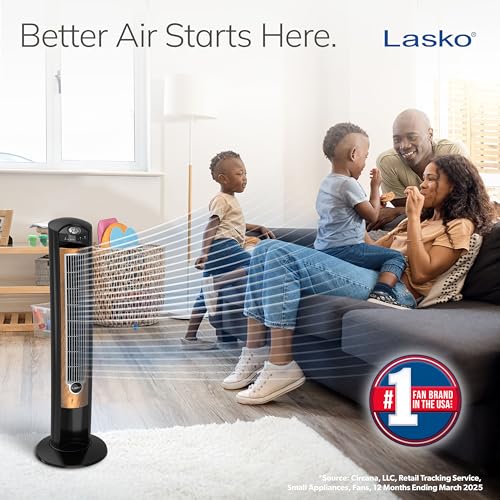 Lasko Tower Fan with Remote Control and Ionizer for Bedroom and Office
| Lasko Oscillating Tower Fan with Timer and 3 S