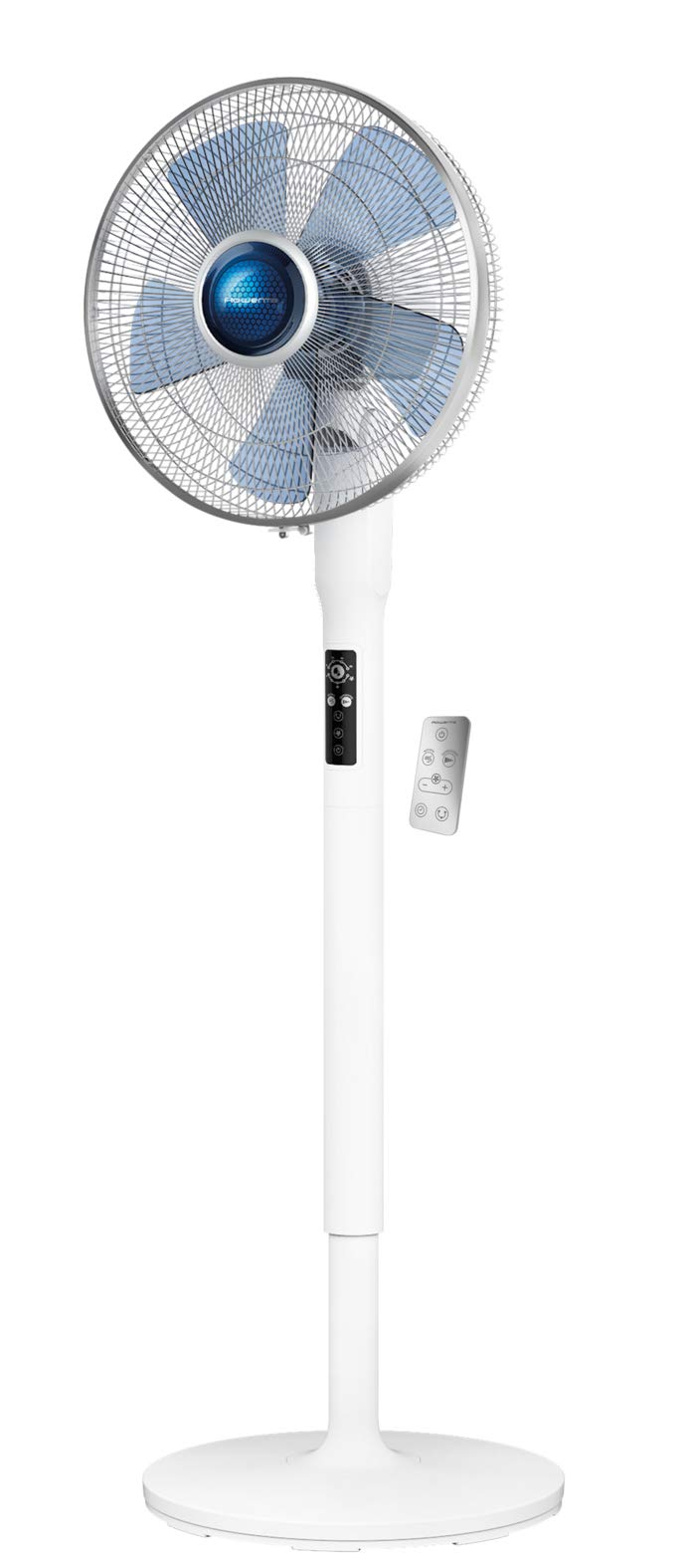 Rowenta Turbo Silence Standing Floor Fan for Bedroom, Ultra Quiet, 53 Inches, 5 Speeds, VU5870, White
