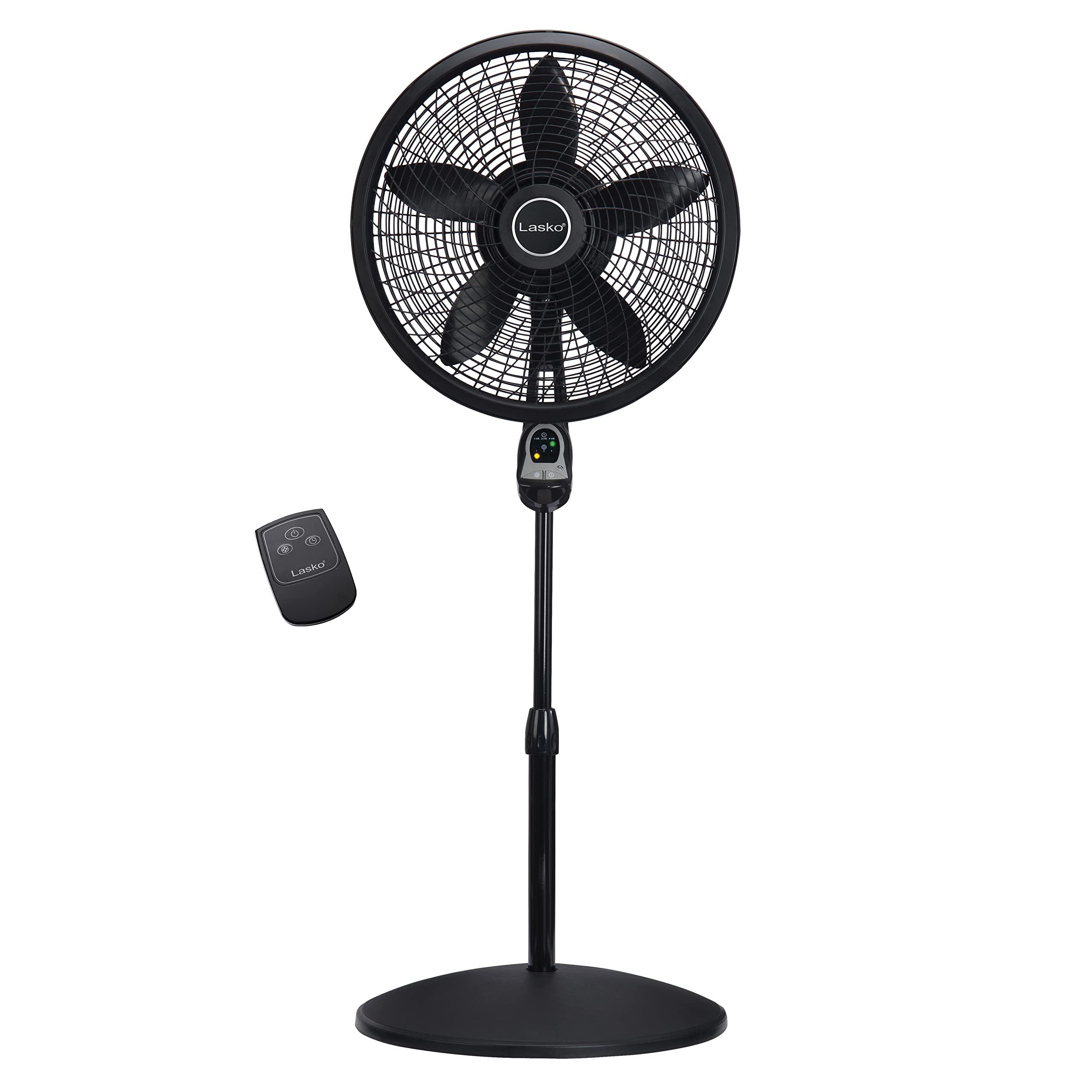 Lasko Oscillating Cyclone Pedestal Fan, Black, 18", 3 Speeds, Remote Control, Timer, Perfect for Bedroom, Living Room,
