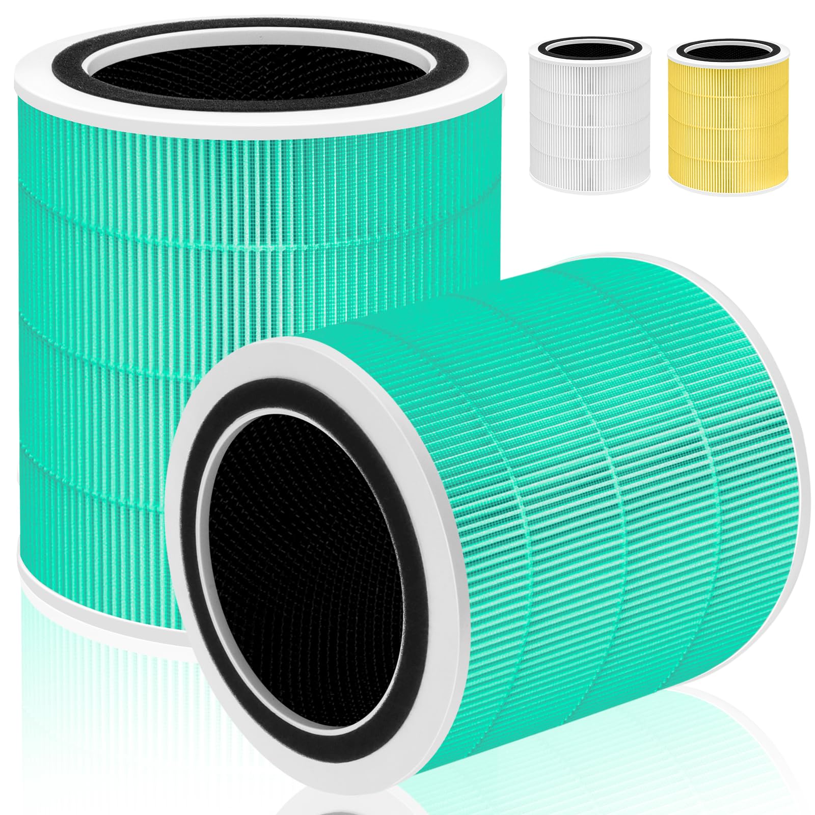 LEVOIT Core 400S Toxin Absorber Replacement Filter (LRF-C401-GUS), Green, 2 Pack | 3-in-1 True H13 HEPA Activated Carbon